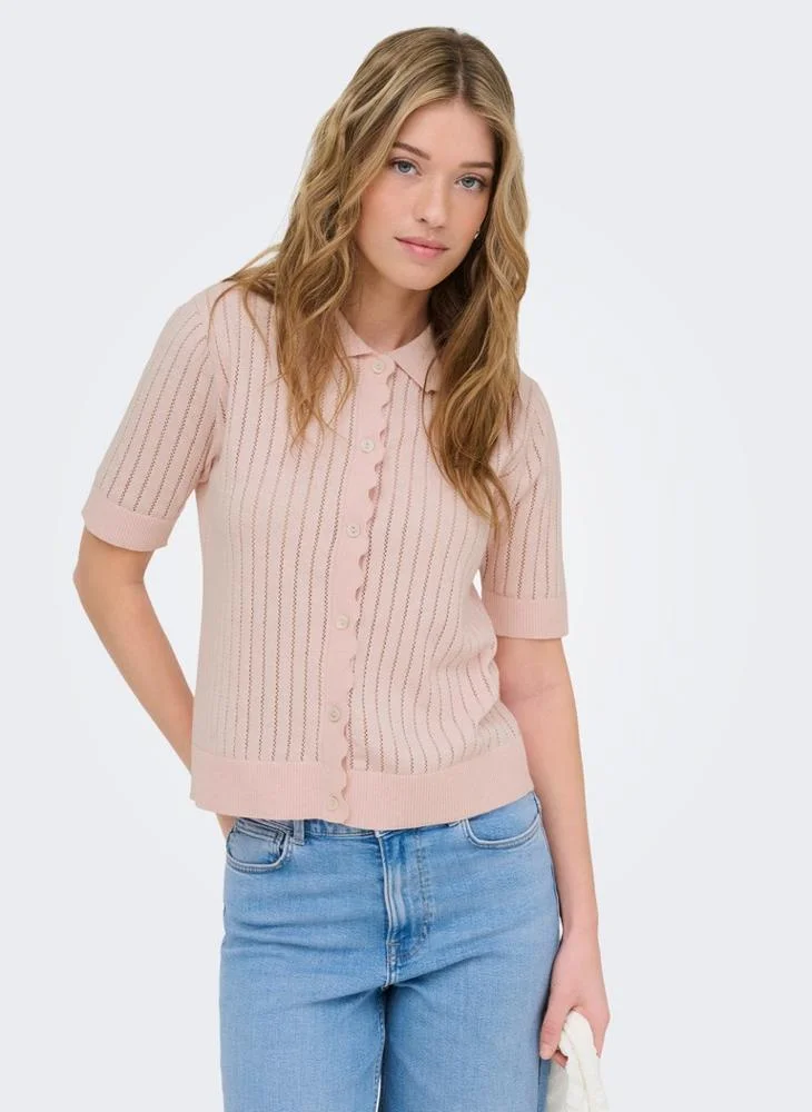 اونلي Kniitted Buttoned Polo Cardigan