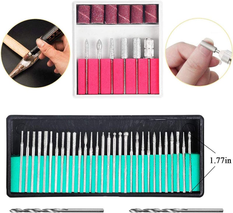 Uolor 108 Pcs Engraving Tool Kit, Multi-Functional Electric Corded Micro Engraver Etching Pen DIY Rotary Tool for Jewelry Glass Wood Metal Plastic with Scriber, 82 Accessories and 24 Stencils - Red - Image 4