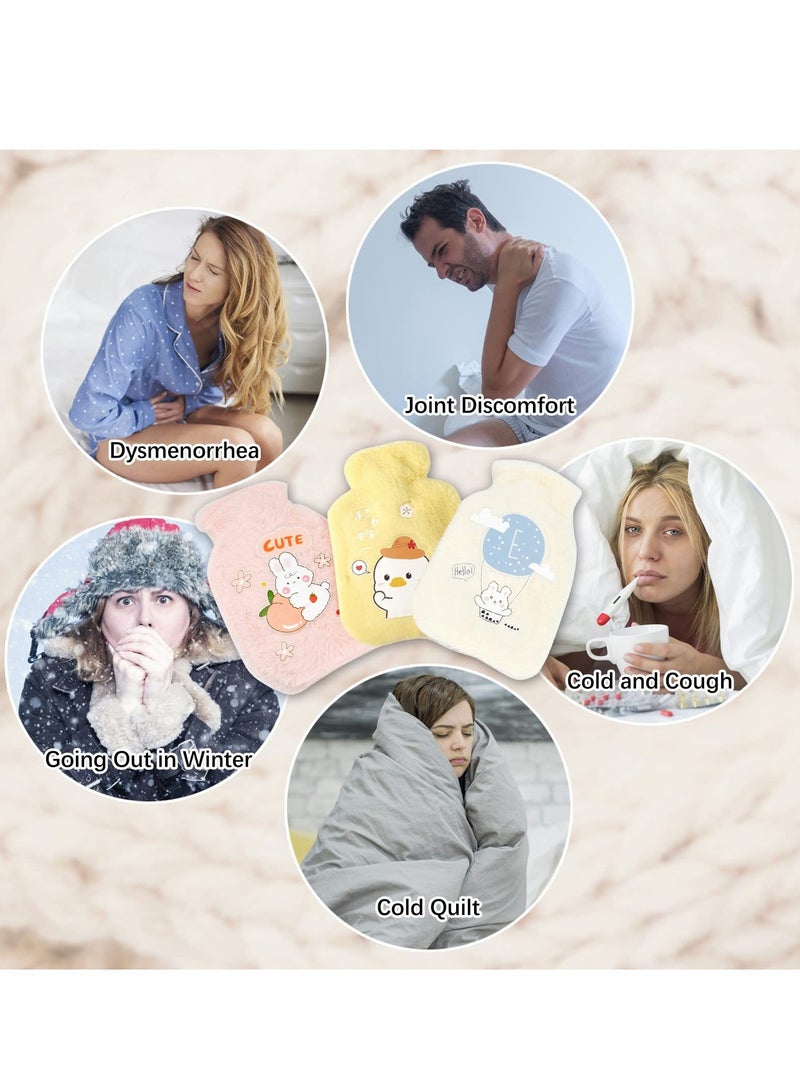 SYOSI عبوة من 3 زجاجات صغيرة من الماء الساخن مع غطاء ناعم وحقيبة من القطيفة اللطيفة لتخفيف آلام الرقبة والكتف واليد والقدمين وتقلصات الدورة الشهرية والعلاج بالبرودة - Image 5