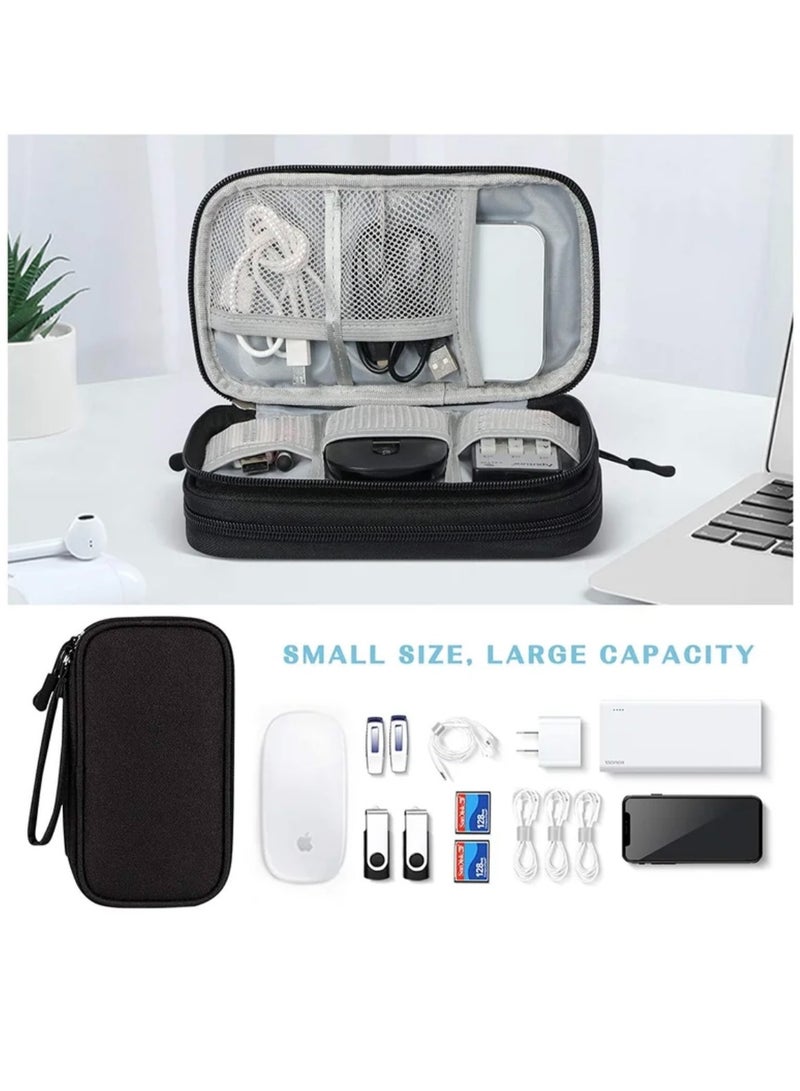Portable Electronic Organizer Bag Waterproof Double Layer Travel Cable and Accessories Storage Case for Cables Chargers Phones Earphones, Black - Image 4