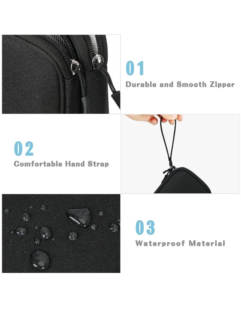 Portable Electronic Organizer Bag Waterproof Double Layer Travel Cable and Accessories Storage Case for Cables Chargers Phones Earphones, Black - Image 3