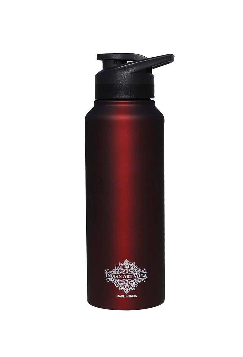 INDIAN ART VILLA INDIAN ART VILLA Stainless Steel Bottle Sipper Cap Wine Matt 750 ML With Additional Steel Cap  - Image 1