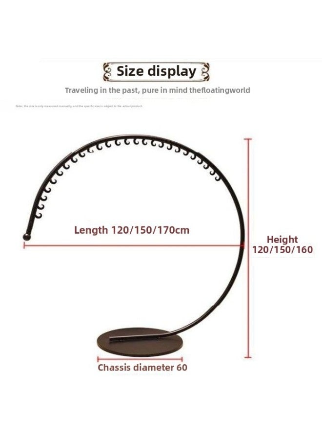 European Iron Coat Rack Floor-standing Clothes Rack Bedroom Clothes Rack Indoor Simple Fashion Clothing Store Display Rack-Color:Small Size 130*120 Black  - Image 1