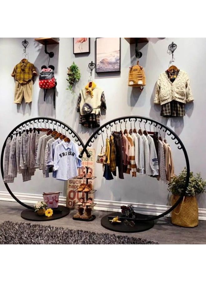 European Iron Coat Rack Floor-standing Clothes Rack Bedroom Clothes Rack Indoor Simple Fashion Clothing Store Display Rack-Color:Small Size 130*120 Black  - Image 5