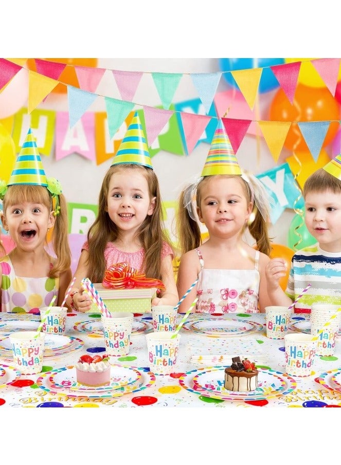 102 Piece Birthday Party Dinnerware Set Including Paper Plates, Cups, Napkins, Tablecloths, Straws And Birthday Party Supplies For 20 Guests  - Image 3