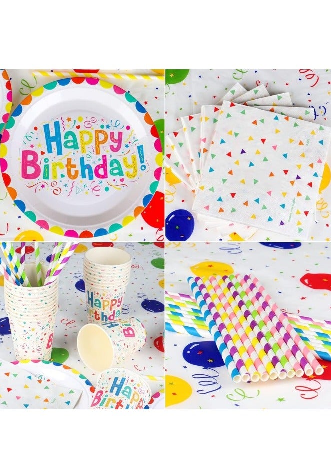 102 Piece Birthday Party Dinnerware Set Including Paper Plates, Cups, Napkins, Tablecloths, Straws And Birthday Party Supplies For 20 Guests  - Image 5