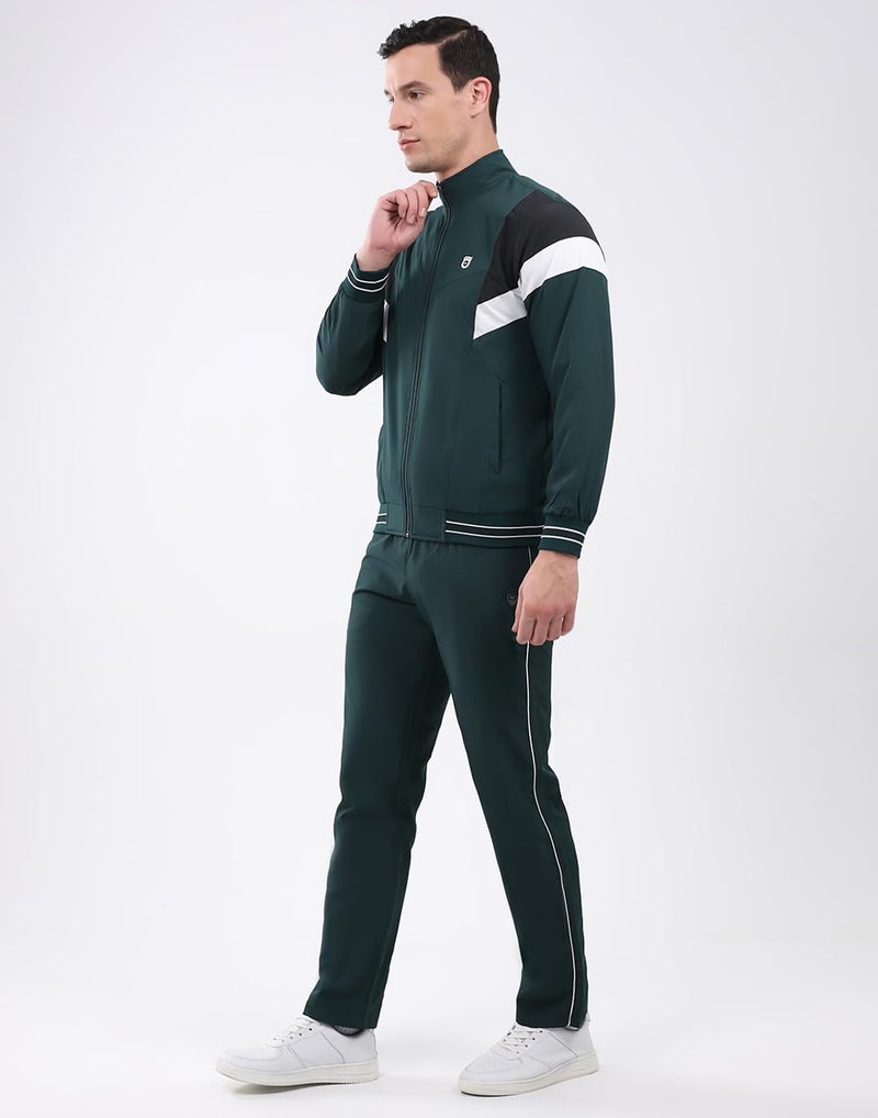 Monte Carlo Men's Regular Fit Tracksuit | Winter Wear | Mock Neck Full Sleeves Solid Design | Stylish Fashionable Warm Outfit | Sport-Suit For Men's Green M (Pack of 1) - Image 2