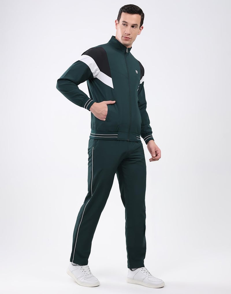 Monte Carlo Men's Regular Fit Tracksuit | Winter Wear | Mock Neck Full Sleeves Solid Design | Stylish Fashionable Warm Outfit | Sport-Suit For Men's Green M (Pack of 1) - Image 3