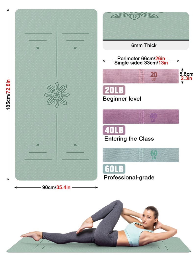 أوربازار مجموعة بساط يوغا للنساء تتضمن بساط يوغا مقاوم للمؤخرة لتمارين البيلاتس والسفر والمكتب - Image 2