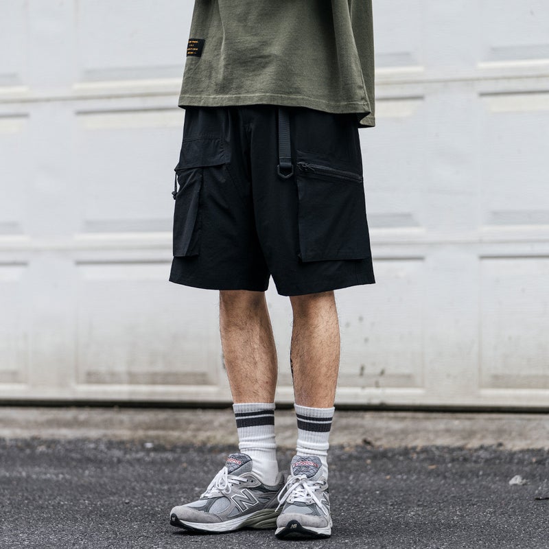Cityboy Multi-Pocket Belted Cargo Shorts Men Quick-Dry Wrinkle-Resistant Summer Black - Image 1