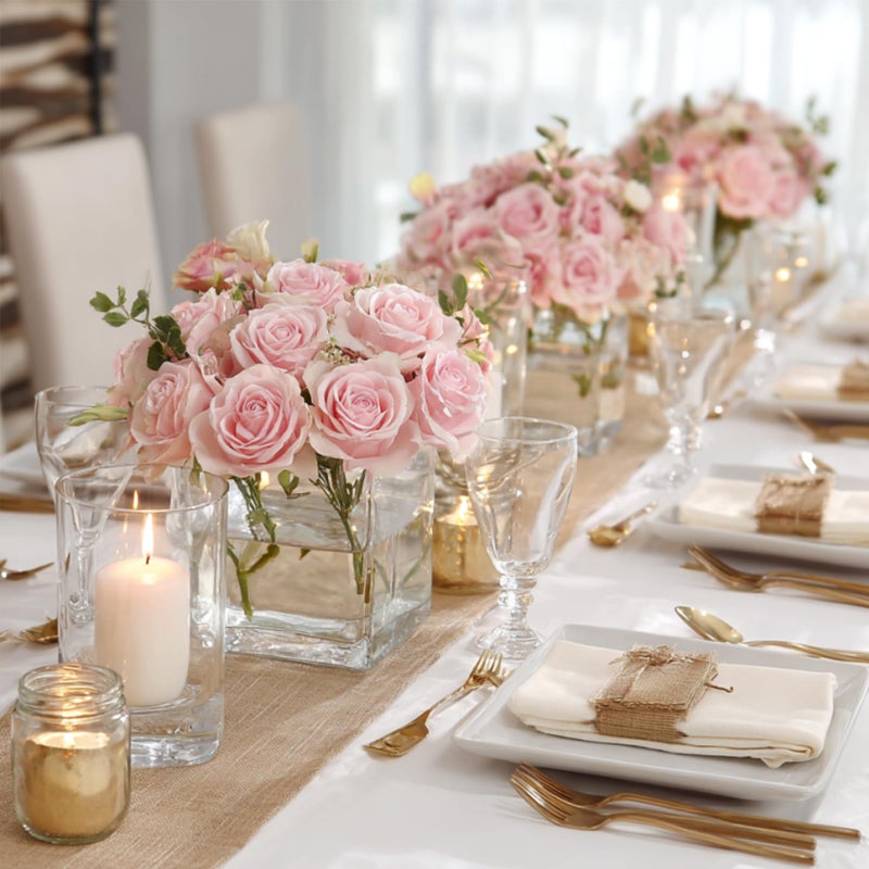 CONNOO 9 Pack Square Glass Vase 4" x 4" x 4", Clear Bulk Flower Vases for Centerpieces, Square Glass Cube Vase Floating Candle Holders for Wedding Party Home Decor - Image 4