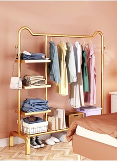 Merry Moments Modern Clothes Rack Garment Rack Clothing Rack Clothes Hangers Freestanding for Home Hotel Retail Metal Multi-shelf Gold Colour H151xL130xW45 cm  - Image 1