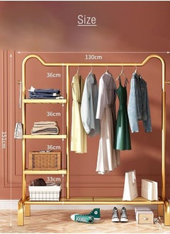 Merry Moments Modern Clothes Rack Garment Rack Clothing Rack Clothes Hangers Freestanding for Home Hotel Retail Metal Multi-shelf Gold Colour H151xL130xW45 cm  - Image 4