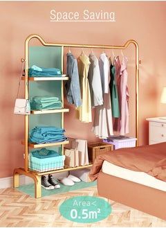 Merry Moments Modern Clothes Rack Garment Rack Clothing Rack Clothes Hangers Freestanding for Home Hotel Retail Metal Multi-shelf Gold Colour H151xL130xW45 cm  - Image 3