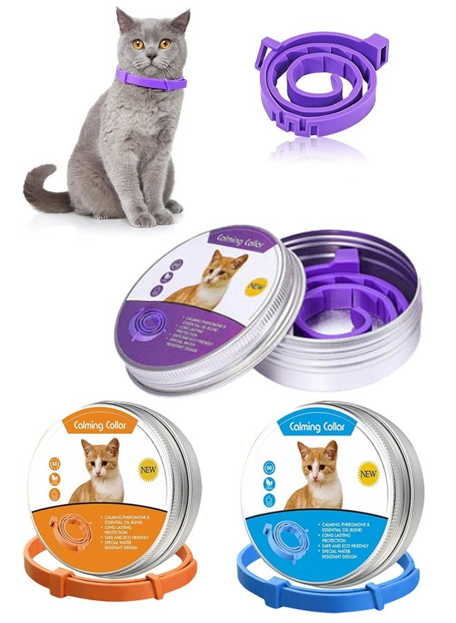 طوق مهدئ للقطط، 3 قطع قابلة للتعديل، يقلل من القلق للحيوانات الأليفة، يهدئ القطط الصغيرة، مناسب للقطط الصغيرة والمتوسطة والكبيرة - Image 1