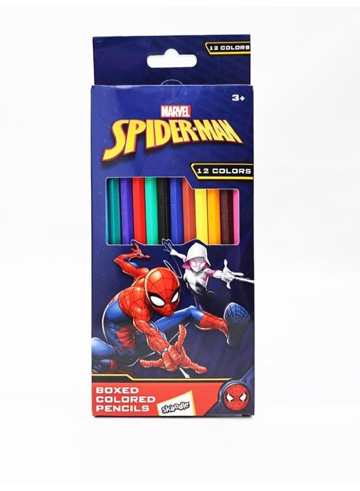 SKOODLE Spider-Man Coloured Pencil 12 Pieces - Image 1