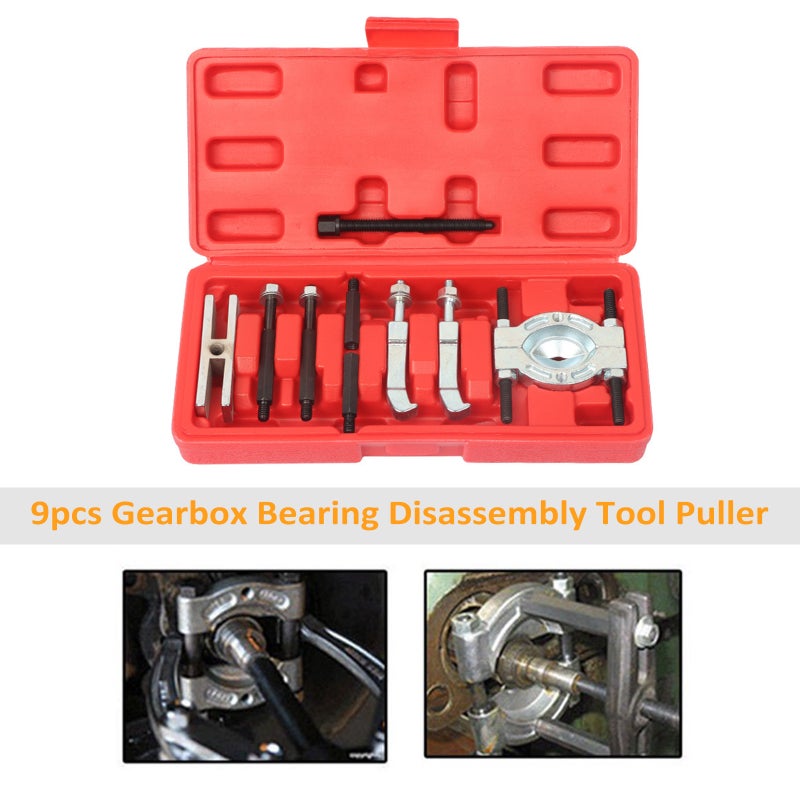 Bearing Puller Kits 9pcs Gearbox Bearing Disassembly Tool Puller Chrome-Vanadium Steel Including Claw Shape Thrust Screw and Long/Short Extension Rod Storage Box Package Disk Range 15-38mm - Image 4