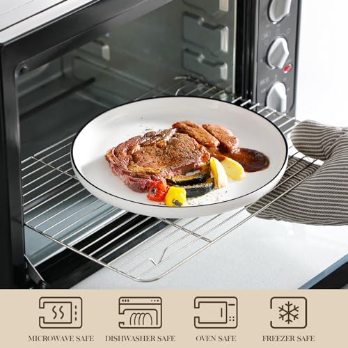 MALACASA Plates and Bowls Sets, 18 Pieces Modern Porcelain Dinnerware Set for 6 White Kitchen Dinner Ware Set wtih Black Rim Ceramic Dishware Dishes Microwave and Dishwasher Safe, Series LUNA - Image 4