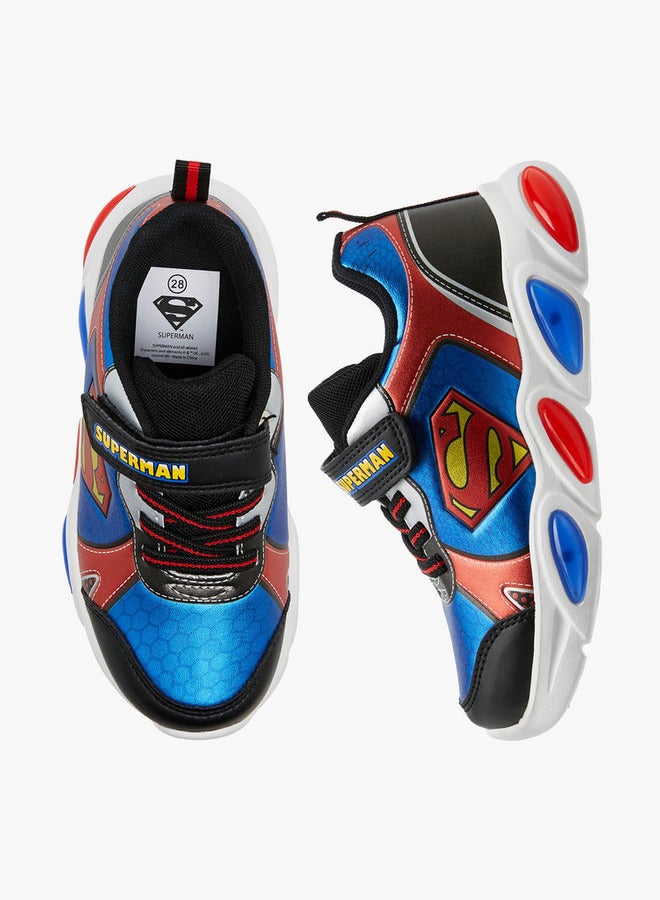 SUPERMAN أحذية رياضية مضيئة مزينة بالشعار مع إغلاق بخطاف وحلقة - Image 1