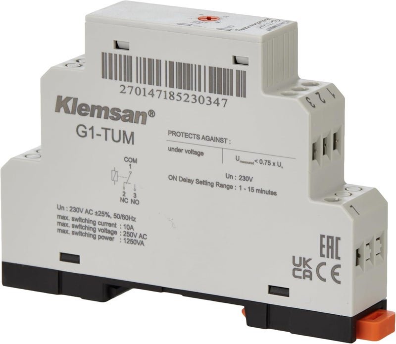 Klemsan Din Rail Mounted Circuit Protection Relay AC Voltage Monitoring Relay Failure Sequence Loss Voltage Monitoring Relay G1TU M SINGLE PHASE RELAY - Image 1