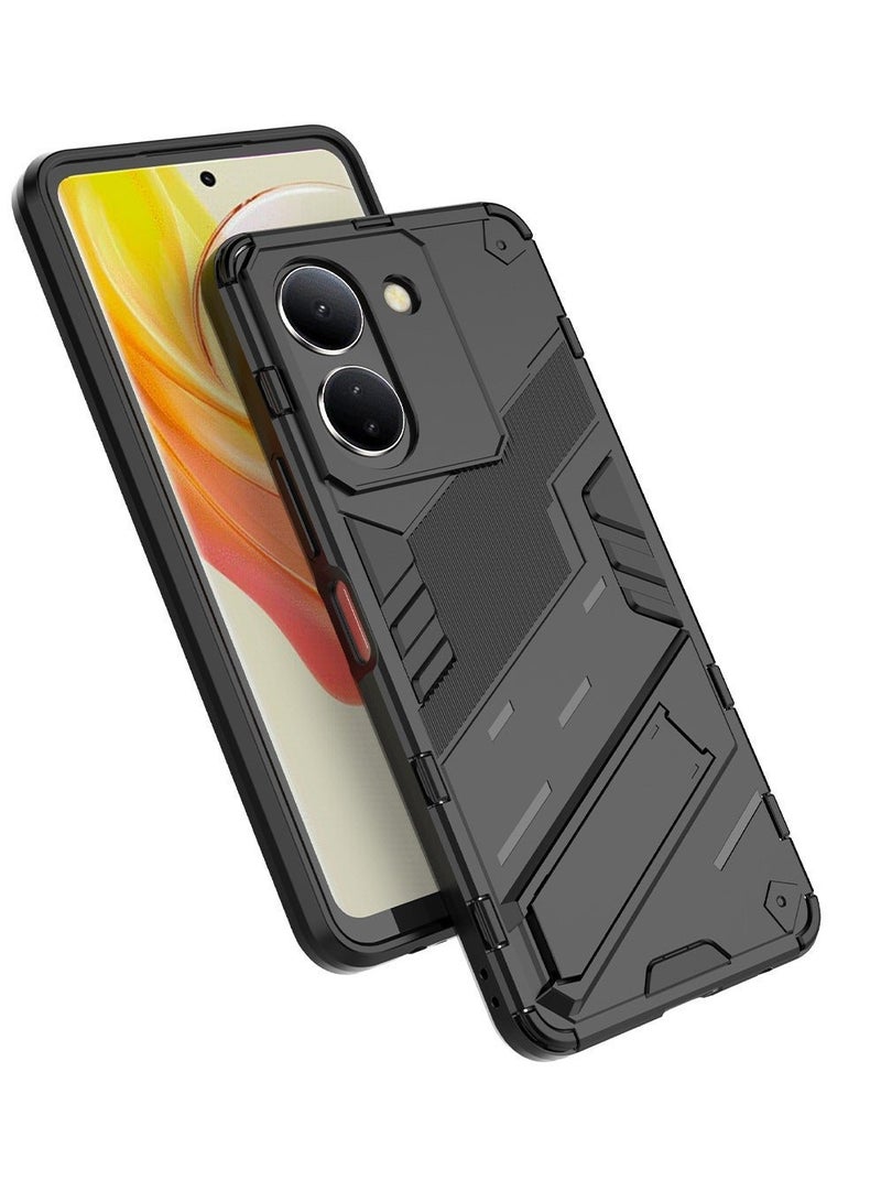 TEAM LUXURY VIVO Y36 5G/Y27 5G Mobile Case Cover with Hybrid Heavy Duty Protection Shockproof Back Cover with Anti-Fingerprint Anti-Scratch Protector with Defender Kickstand Free Hand Watching TV - Image 4