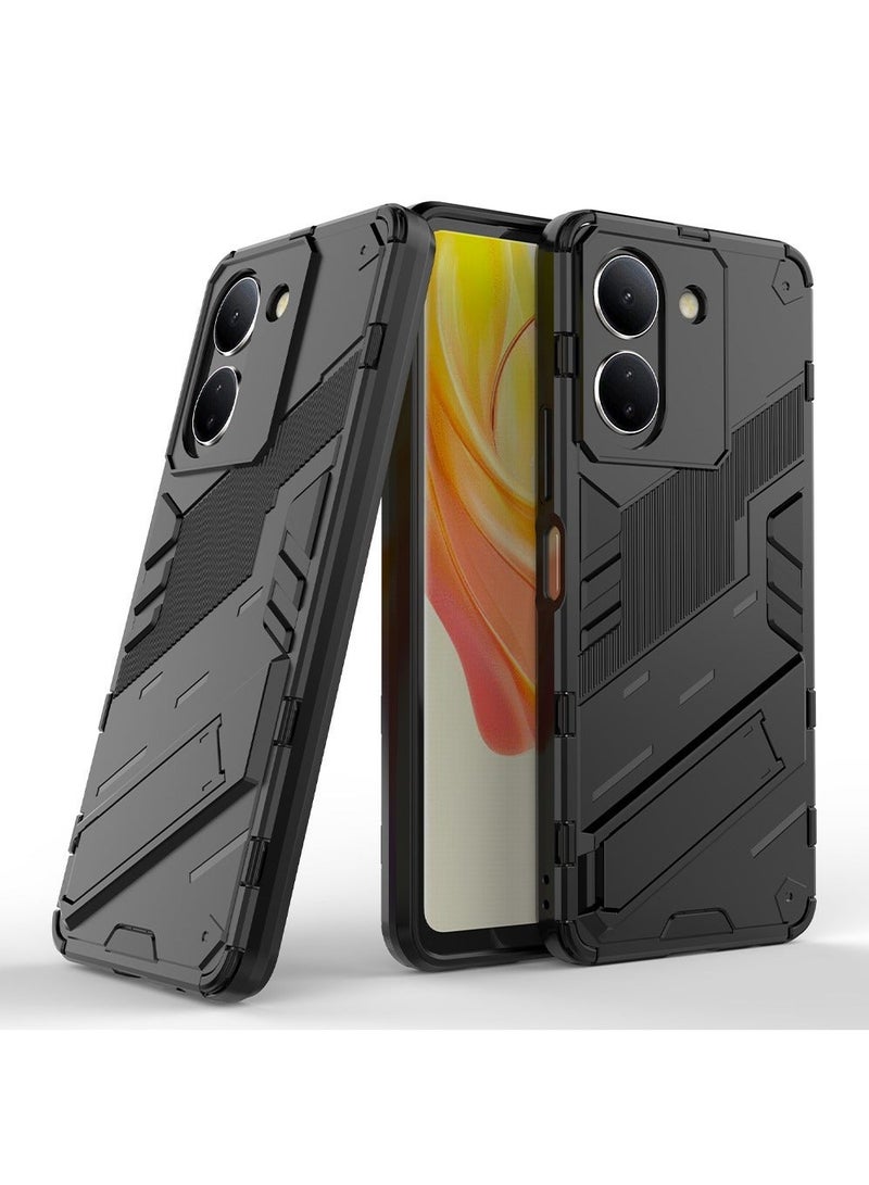 TEAM LUXURY VIVO Y36 5G/Y27 5G Mobile Case Cover with Hybrid Heavy Duty Protection Shockproof Back Cover with Anti-Fingerprint Anti-Scratch Protector with Defender Kickstand Free Hand Watching TV - Image 3