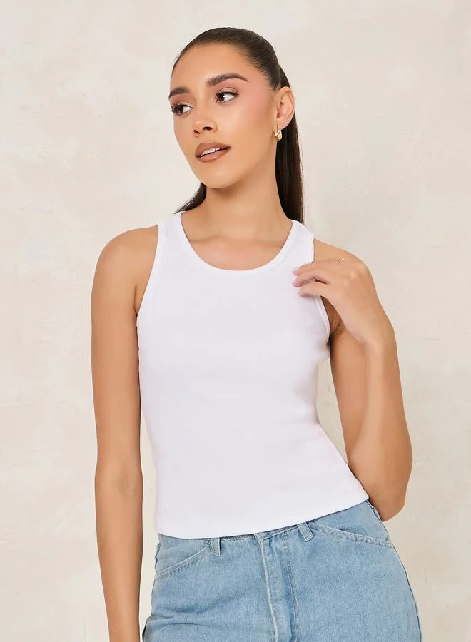 Styli Ribbed Round Neck Fitted Vest