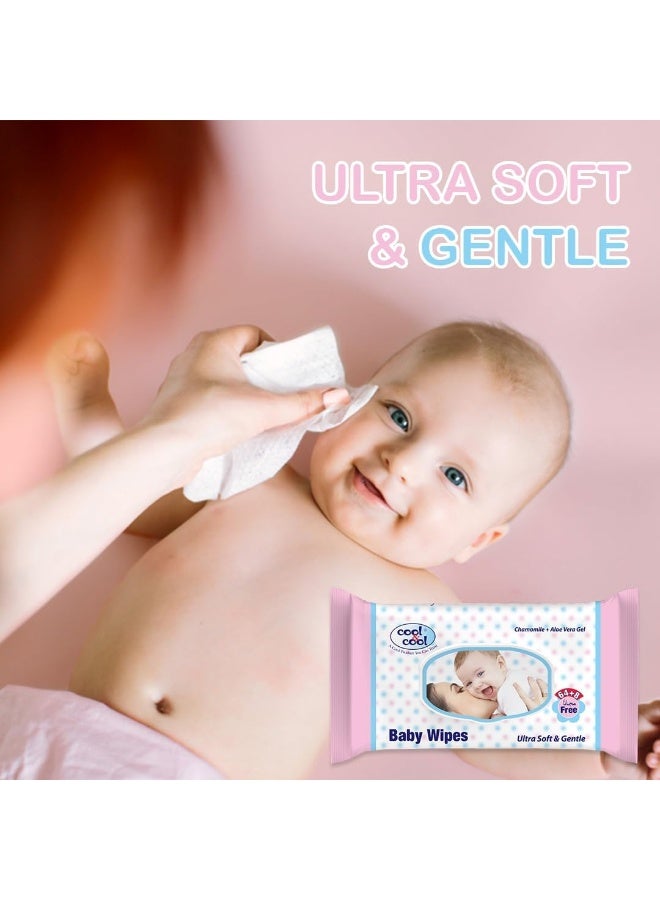 Cool & Cool Pack Of 12 Baby Wipes 72’s 6+6 Free Alcohol Free And Paraben Free, Vitamin E, Aloe Vera, Ultra Soft And Gentle for Sensitive & Delicate Skin 864 Wipes - Image 2