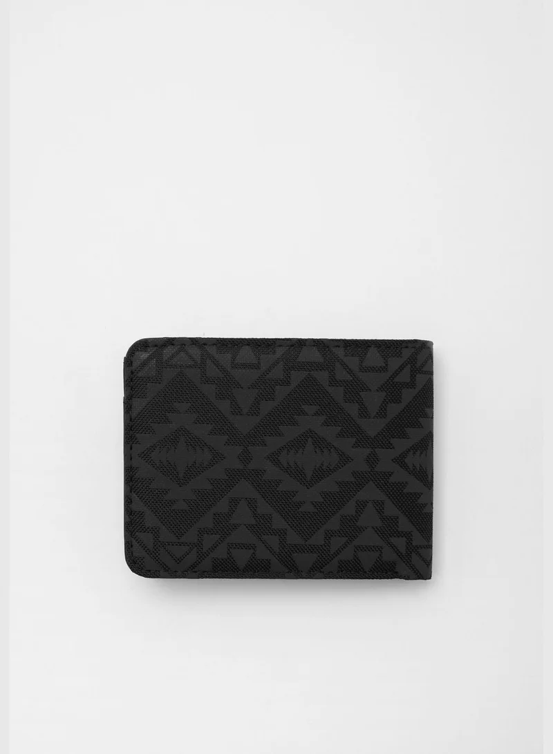 بول آند بير محفظة سوداء بطبعة هندسية وشعار