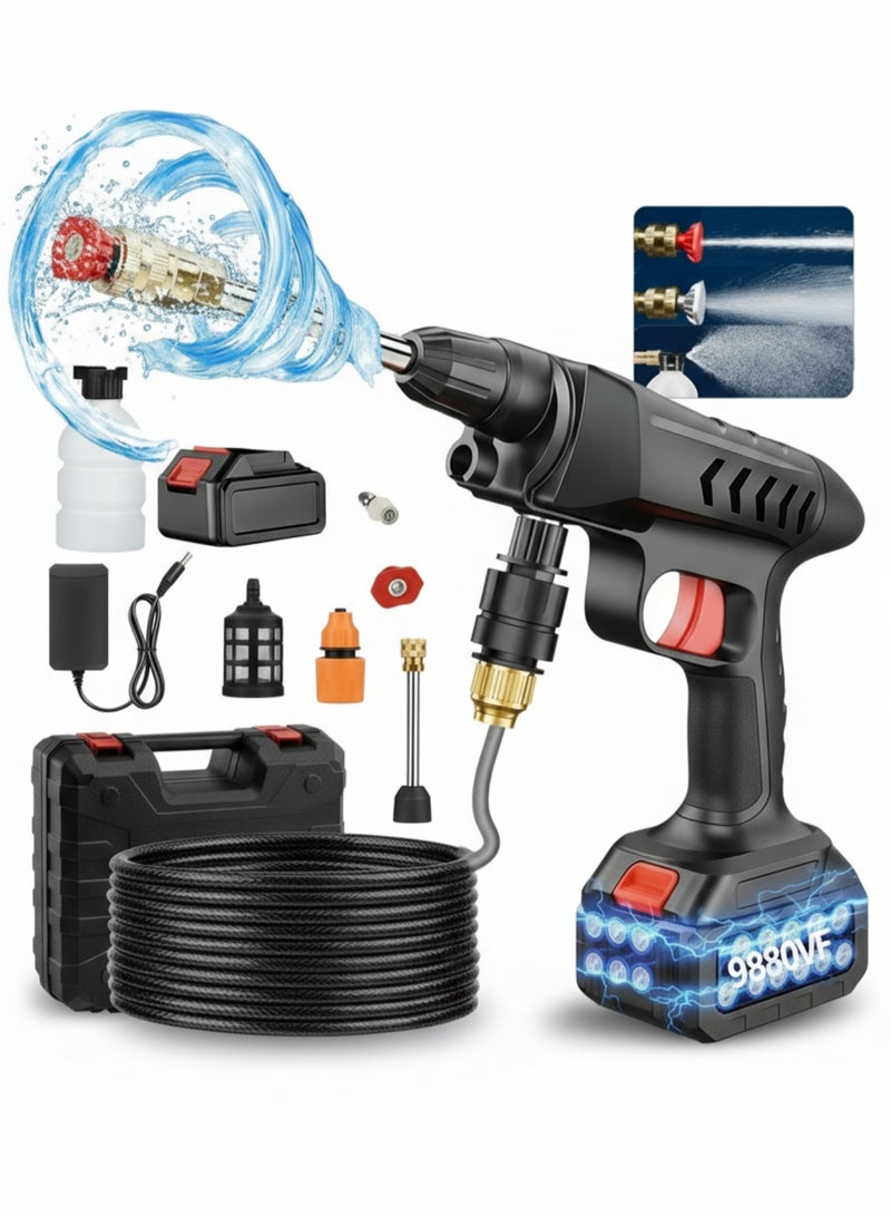 Sharpdo Cordless High Pressure Washer Gun Car Wash Pump, Portable Electric 18000 mAh Battery Powered Pressure Washers, 1450 PSI, for Car Washing, Flower Watering, and Floor Cleaning, 1 pcs Battery - Image 1