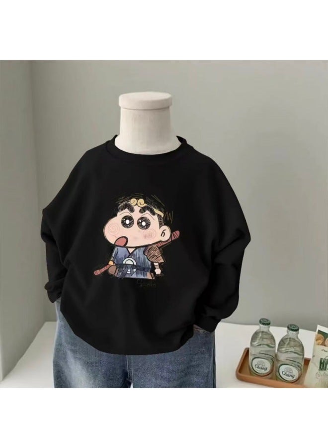 100% Cotton Long-sleeved T-shirt New Autum Baby Round Neck Cartoon Tops For Boys And Girls, Medium And Large Kidsren's Casual Bottoming Shirts