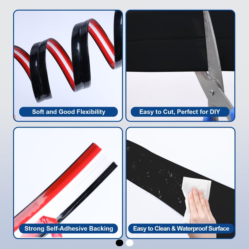 Storystore Wall Corner Protector Moulding Trim 1.6 in x 13 Ft,Peel and Stick Corner Moulding Trim, Self Adhesive Corner Guards Edge Protector for Wall Edge Corner, Countertop,Black - Image 4