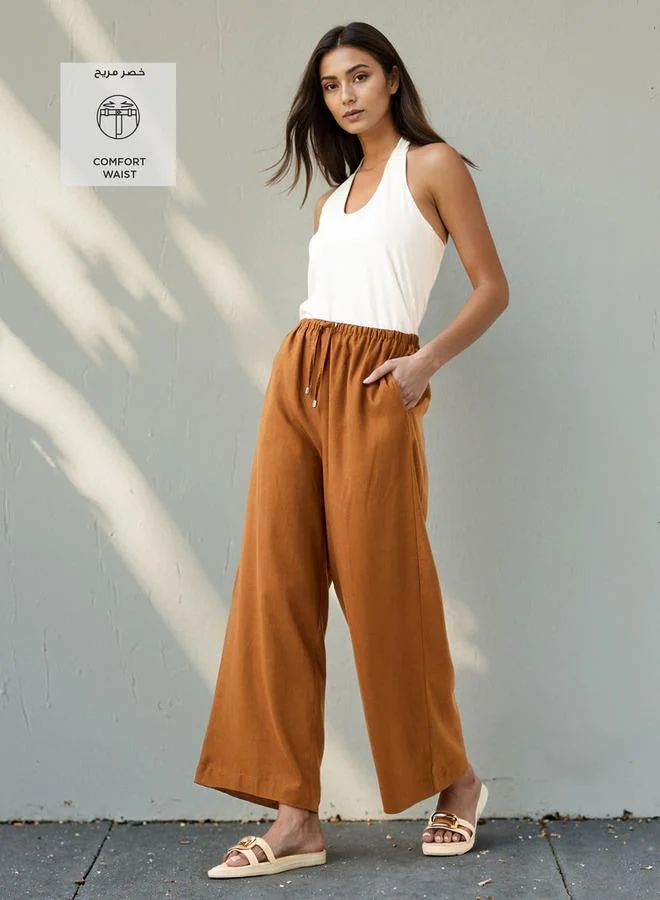 Splash FAV Linen Blend Wide Leg Trousers