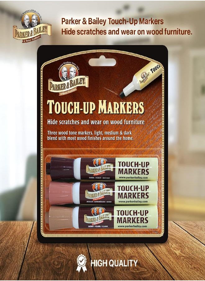 Parker & Bailey Parker & Bailey Touch-Up Markers - Furniture Markers Touch Up Furniture Scratch Repair Markers Wood Floor Scratch Remover Wood Marker Wood Stain Marker for Wood Furniture Wood Pens for Scratches  - Image 1