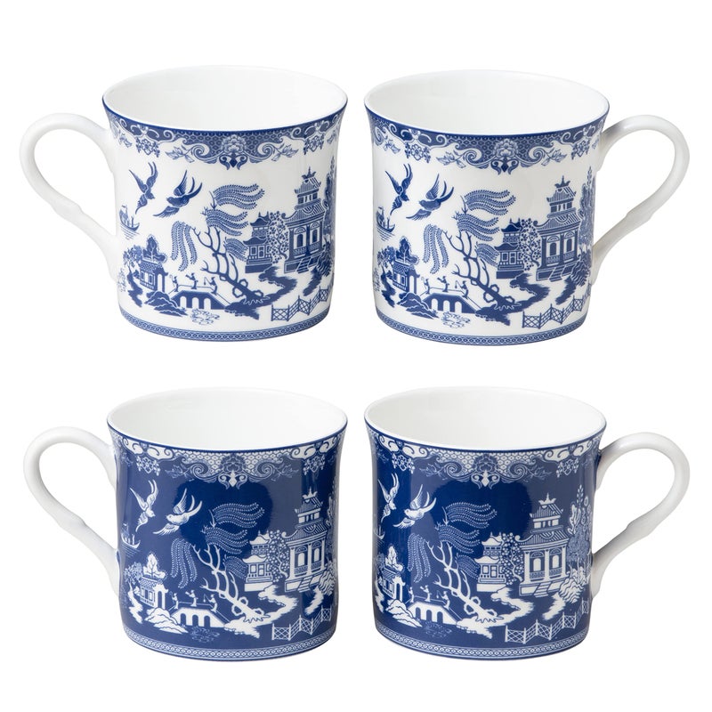 Grace Teaware Blue Willow Bone China Coffee Tea Mugs 10-Ounce (2 Assorted Patterns, Set of 4) (S17301I/C-BLU-6) - Image 2