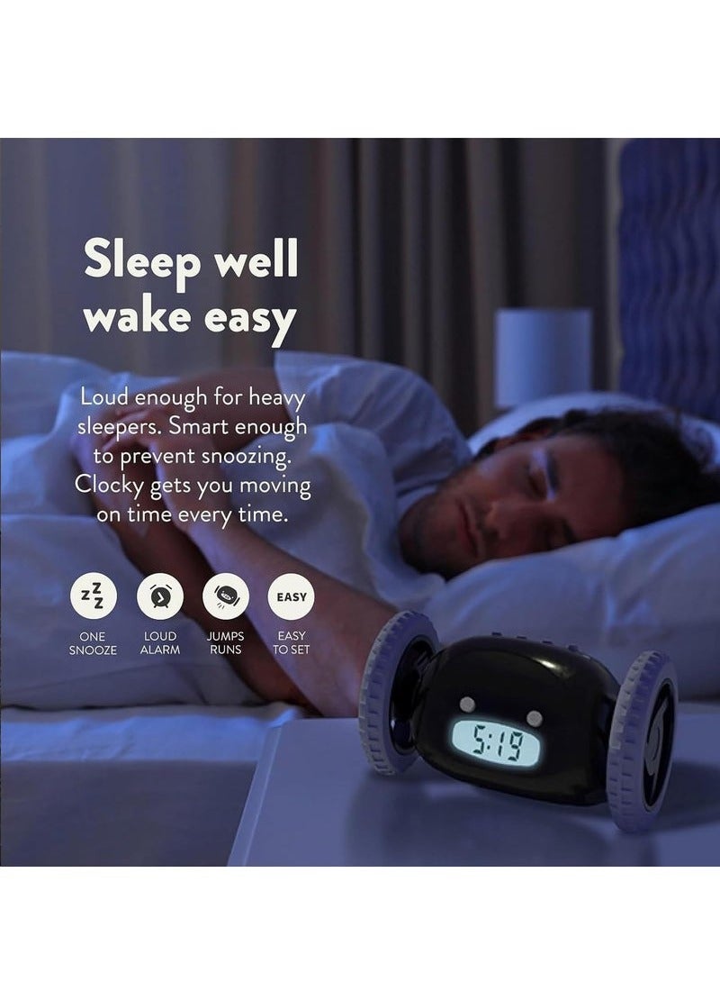 Digital Alarm Clock Loud Alarm Clock with Wheels for Heavy Sleepers Adults Kids Teens Bedroom Run Away Annoying Jump Roll Digital- Funny Gift Black  - Image 5