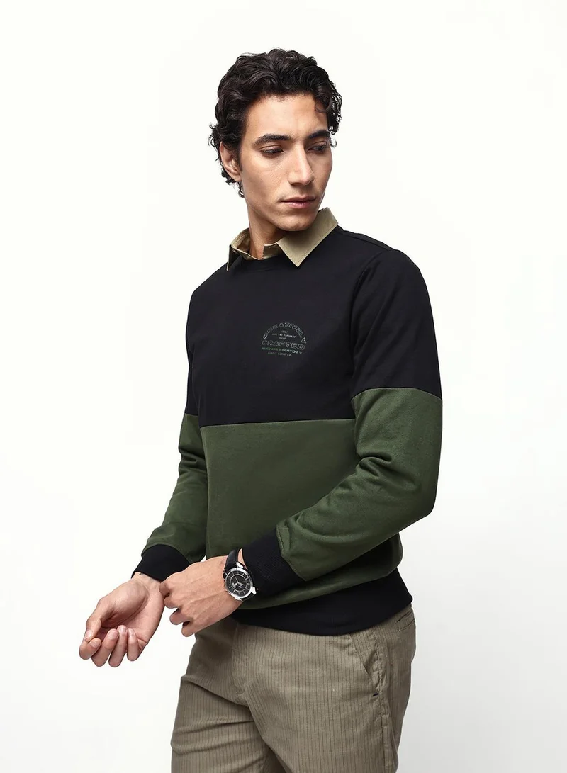 Dennis Lingo Men's Black Cotton Blend Relaxed Sweatshirt