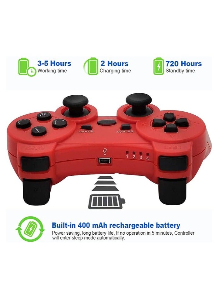 2 Wireless Controllers for PlayStation 3 with Charger Cord (Black + Red) - Image 2