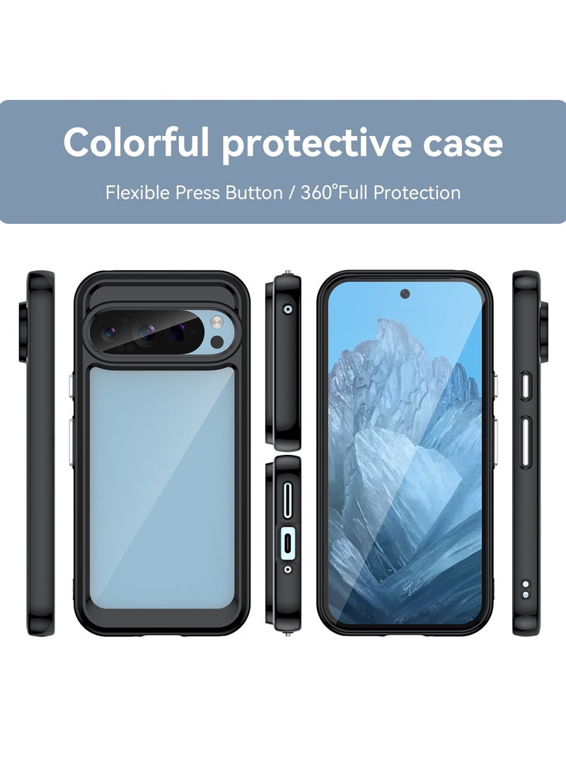 Non Yellowing Drop Protection Thin Flexible Silicone TPU Shockproof Protective Slim Fit Phone Cover for GOOGLE PIXEL 9/GOOGLE PIXEL 9 Pro Black