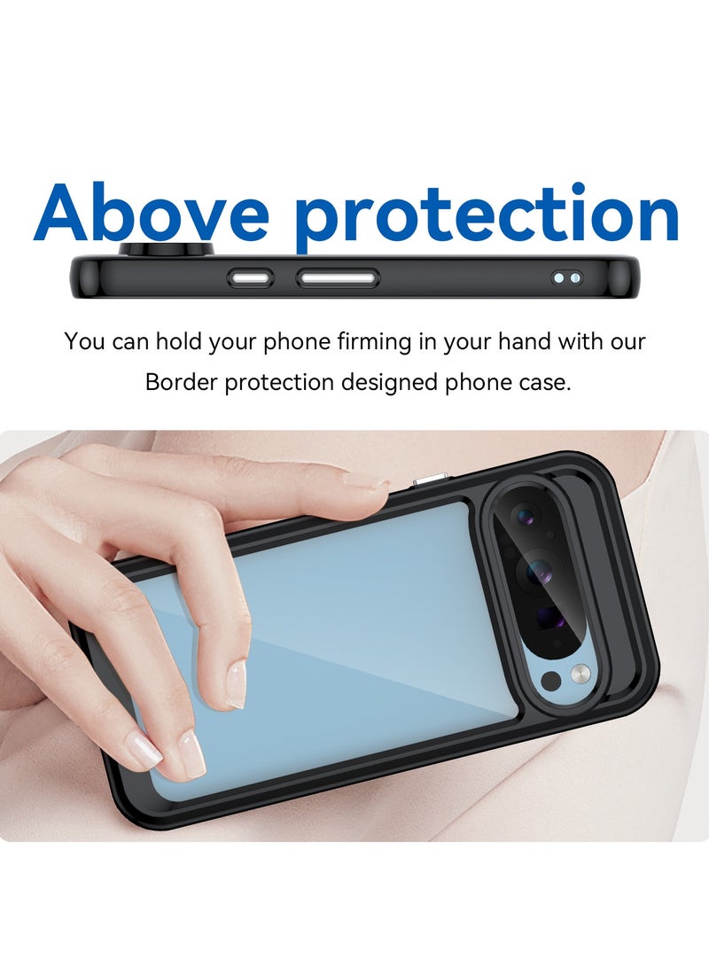 Non Yellowing Drop Protection Thin Flexible Silicone TPU Shockproof Protective Slim Fit Phone Cover for GOOGLE PIXEL 9/GOOGLE PIXEL 9 Pro Black