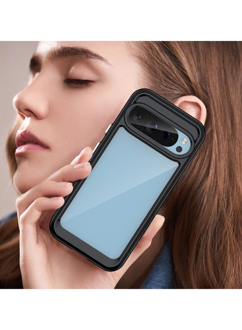 Non Yellowing Drop Protection Thin Flexible Silicone TPU Shockproof Protective Slim Fit Phone Cover for GOOGLE PIXEL 9/GOOGLE PIXEL 9 Pro Black
