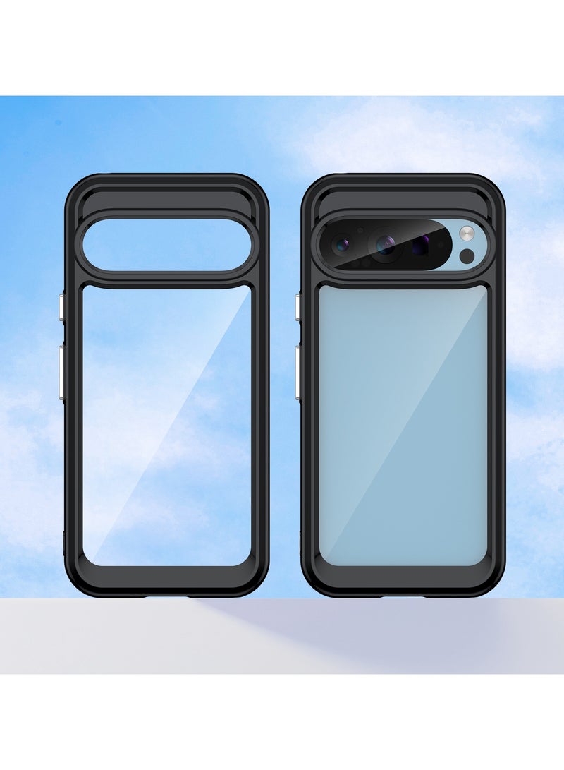 Non Yellowing Drop Protection Thin Flexible Silicone TPU Shockproof Protective Slim Fit Phone Cover for GOOGLE PIXEL 9/GOOGLE PIXEL 9 Pro Black