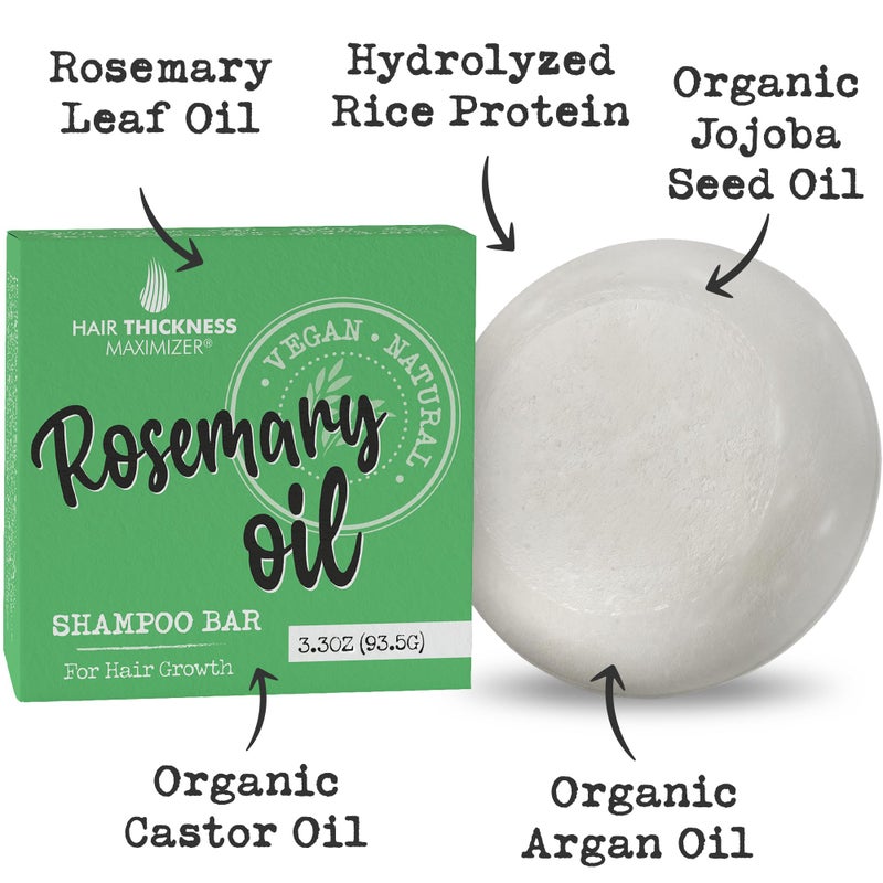 HAIR THICKNESS MAXIMIZER Rosemary Oil for Hair Growth Shampoo Bar. Eco-Friendly,No Harsh Chemicals, Color Safe, pH Balanced. Solid Shampoo Bar Equal To 3 Liquid Bottles. Zero Plastic, USA Made, Strengthening & Dry Hair Relief - Image 2