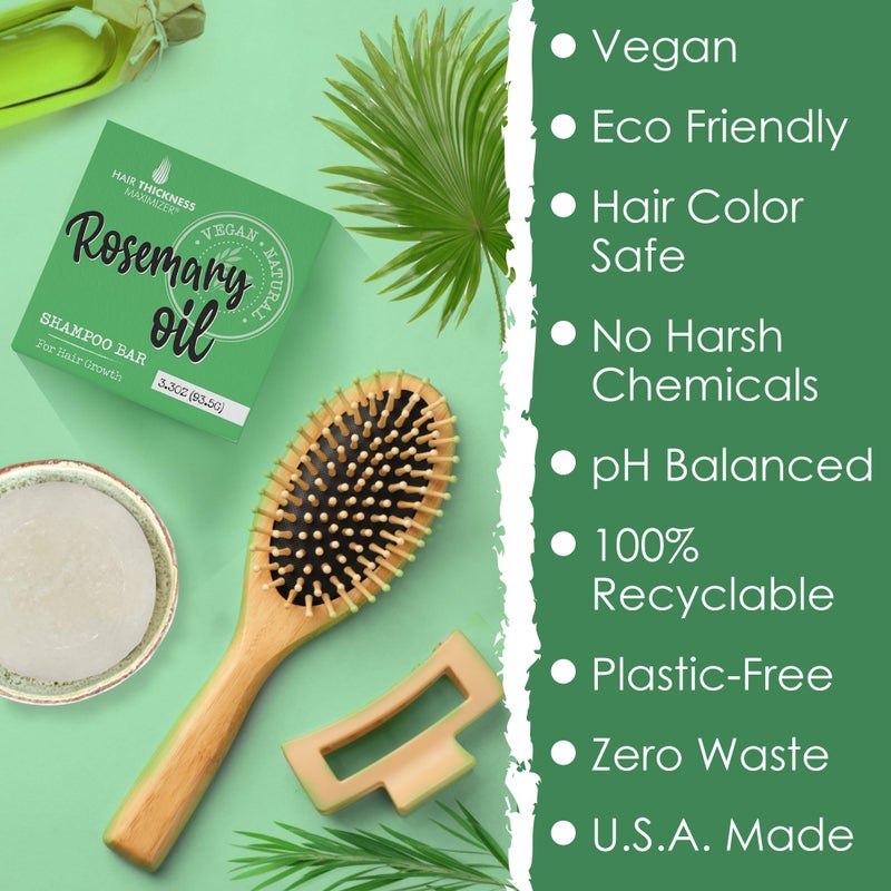 HAIR THICKNESS MAXIMIZER Rosemary Oil for Hair Growth Shampoo Bar. Eco-Friendly,No Harsh Chemicals, Color Safe, pH Balanced. Solid Shampoo Bar Equal To 3 Liquid Bottles. Zero Plastic, USA Made, Strengthening & Dry Hair Relief - Image 5