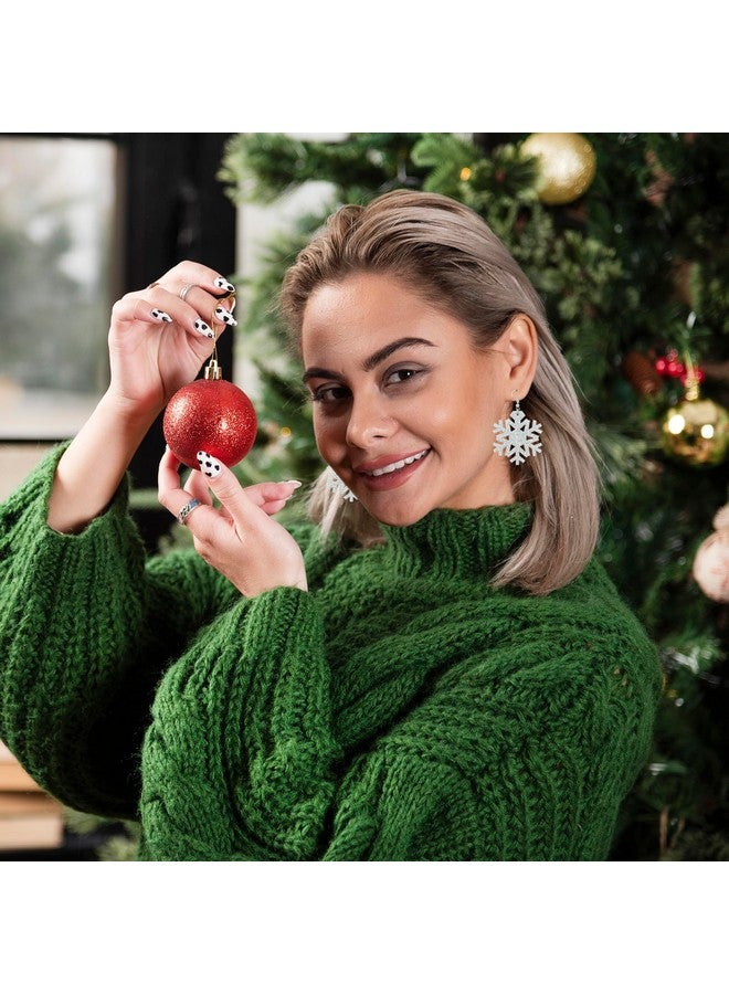 SKYFUN Christmas Earrings For Women Glitter Acrylic Lightweight Dangle Earrings Sparkly Merry Christmas Snowflake Xmas Holiday Jewelry Gifts Accessories, Round Shape Snowflake - Image 3