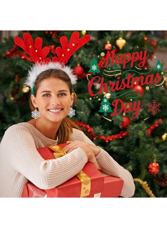 SKYFUN Christmas Earrings For Women Glitter Acrylic Lightweight Dangle Earrings Sparkly Merry Christmas Snowflake Xmas Holiday Jewelry Gifts Accessories, Round Shape Snowflake - Image 2