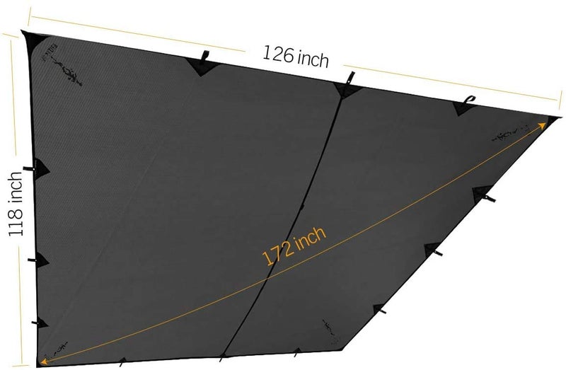 FREE SOLDIER Waterproof Portable Tarp Multifunctional Outdoor Camping Traveling Awning Backpacking Tarp for Shelter Rain (Gray 10Ã—10.5ft) - Image 2