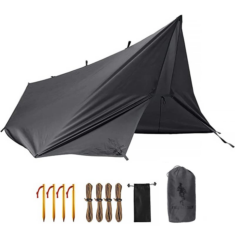 FREE SOLDIER Waterproof Portable Tarp Multifunctional Outdoor Camping Traveling Awning Backpacking Tarp for Shelter Rain (Gray 10Ã—10.5ft) - Image 1