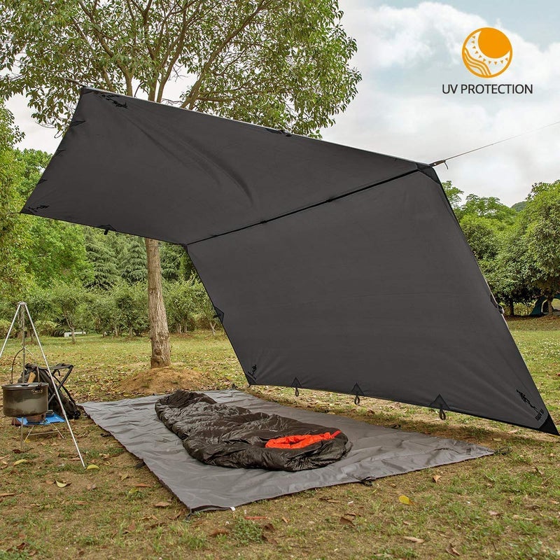 FREE SOLDIER Waterproof Portable Tarp Multifunctional Outdoor Camping Traveling Awning Backpacking Tarp for Shelter Rain (Gray 10Ã—10.5ft) - Image 4