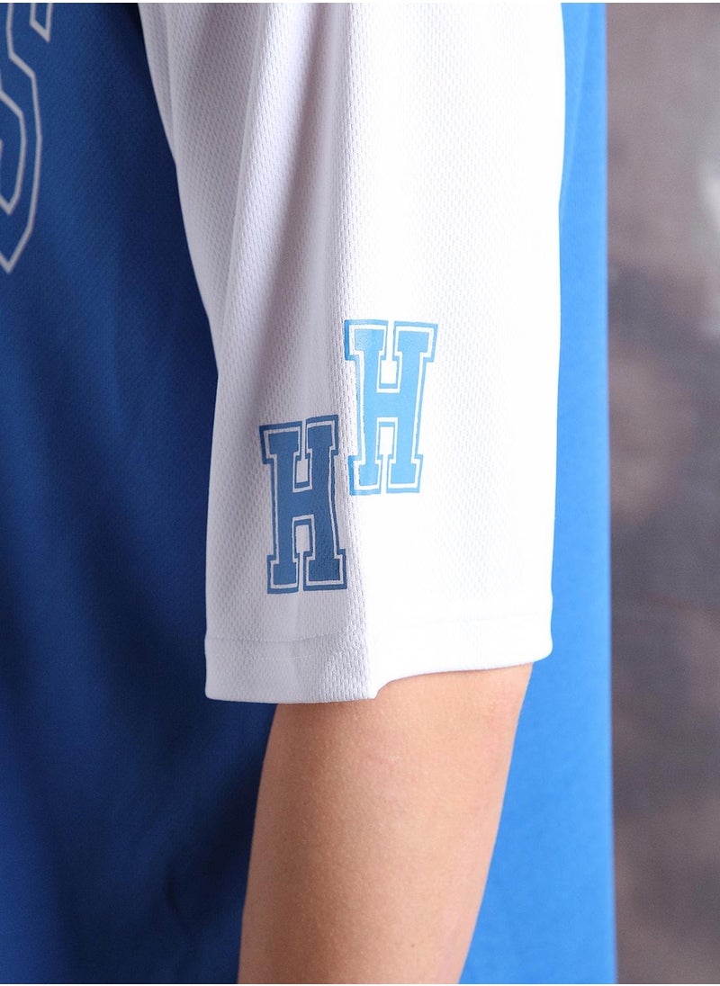 Hubberholme - Blue Oversized Tshirts Printed design crafted from 100% Polyester featuring Half Sleeve with Slip on closure. - Image 1